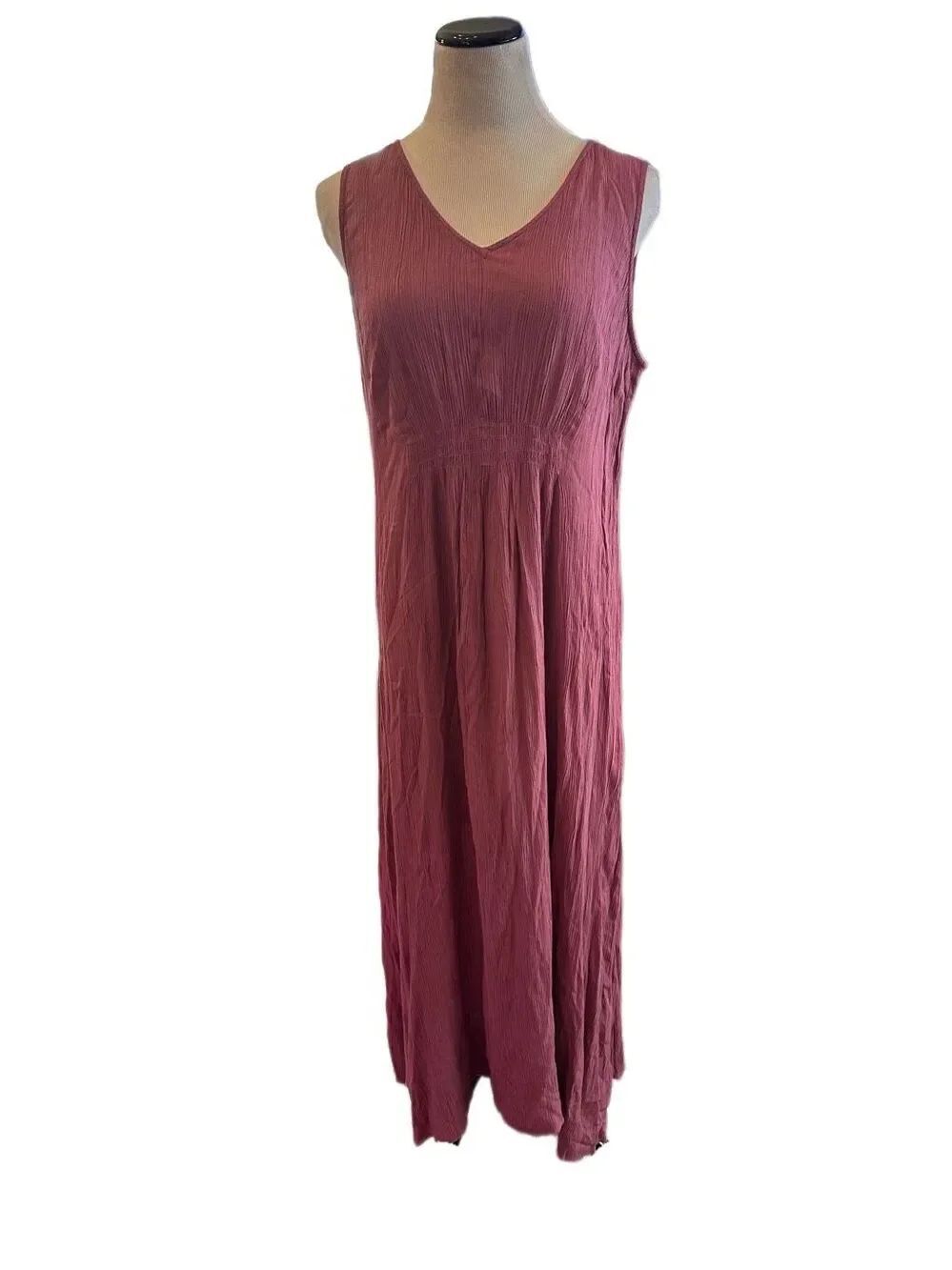 Soft Surroundings Katriene V-Neck Crinkle Maxi Dress Sz L